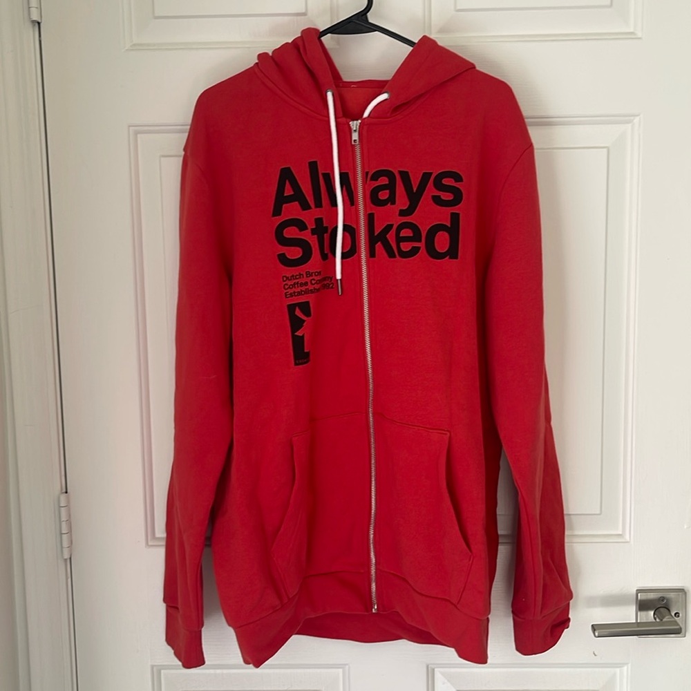 red dutch bros zip up